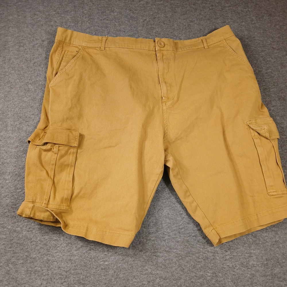 Wicked Stitch Cargo Shorts Mens 42 Tan‎ Mustard Cotton Blend Stretch Casual
